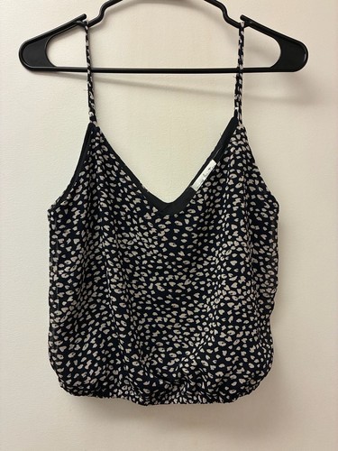 Nine Britton Leopard Print V-Neck Bubble Hem Tank Top, S