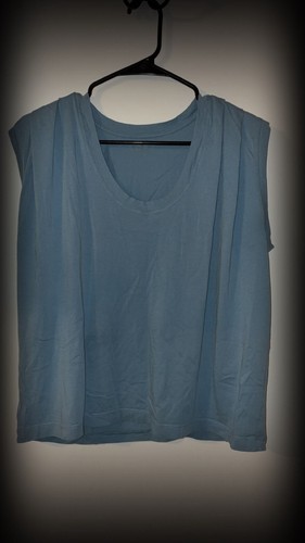 LOFT Light Blue Padded Shoulder Muscle Tee Tank Top Size L