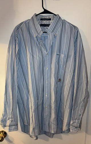 Tommy Hilfiger Men's Long Sleeve Button Down Shirt Blue Striped