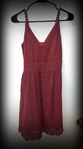Abercrombie & Fitch Burgundy Lace V-Neck Mini Dress Size S