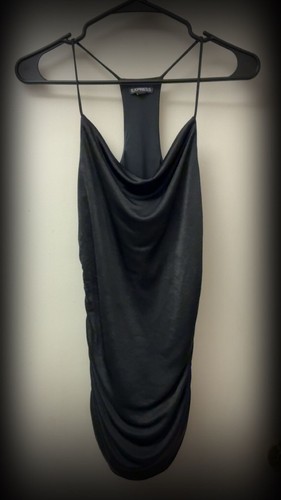 Express Black Cowl Neck Ruched Racerback Bodycon Dress Size S
