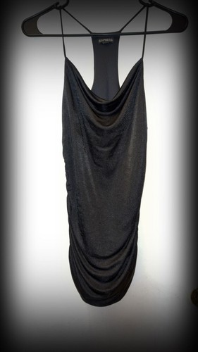 Express Black Cowl Neck Ruched Racerback Bodycon Dress Size S - photo 2