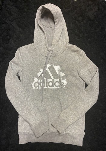 adidas Women's Essentials Logo Fleece Hoodie in Heather Grey