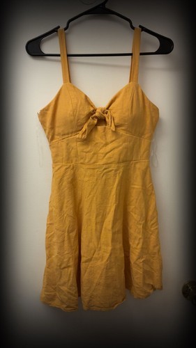 Speechless Mustard Yellow Tie-Front Skater Mini Dress Size 5