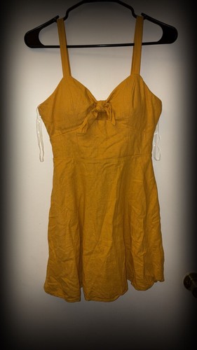 Speechless Mustard Yellow Tie-Front Skater Mini Dress Size 5 - photo 2