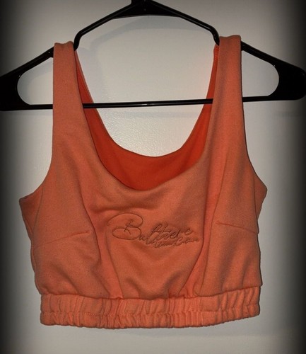 Balthiere Urban Couture Peach Orange Fleece Crop Top