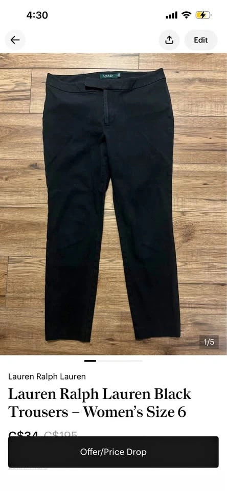 Lauren Ralph Lauren Black Cropped Dress Pants - Size 6