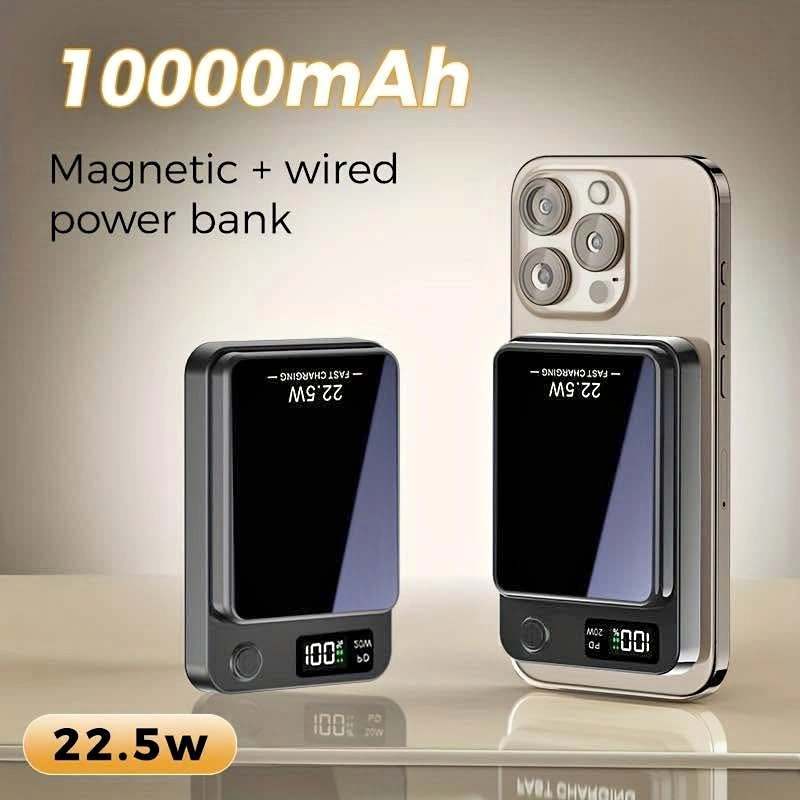 Magnetic Wireless Power Bank 10000mAh – 15W Fast Charging