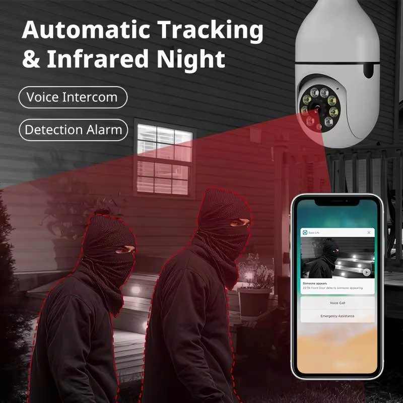 4MP Light Bulb Security Camera – 360° Rotation, Color Night Visi - photo 5