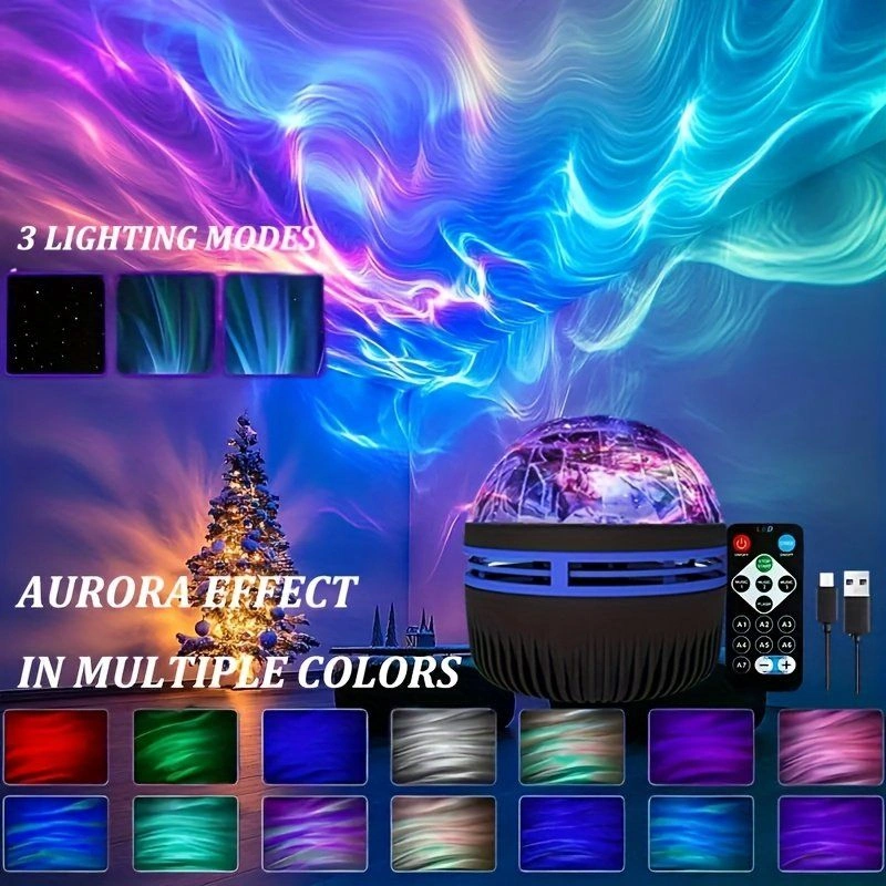 Aurora Night Light Projector – Multi-Color LED Lamp for Bedroom - photo 2