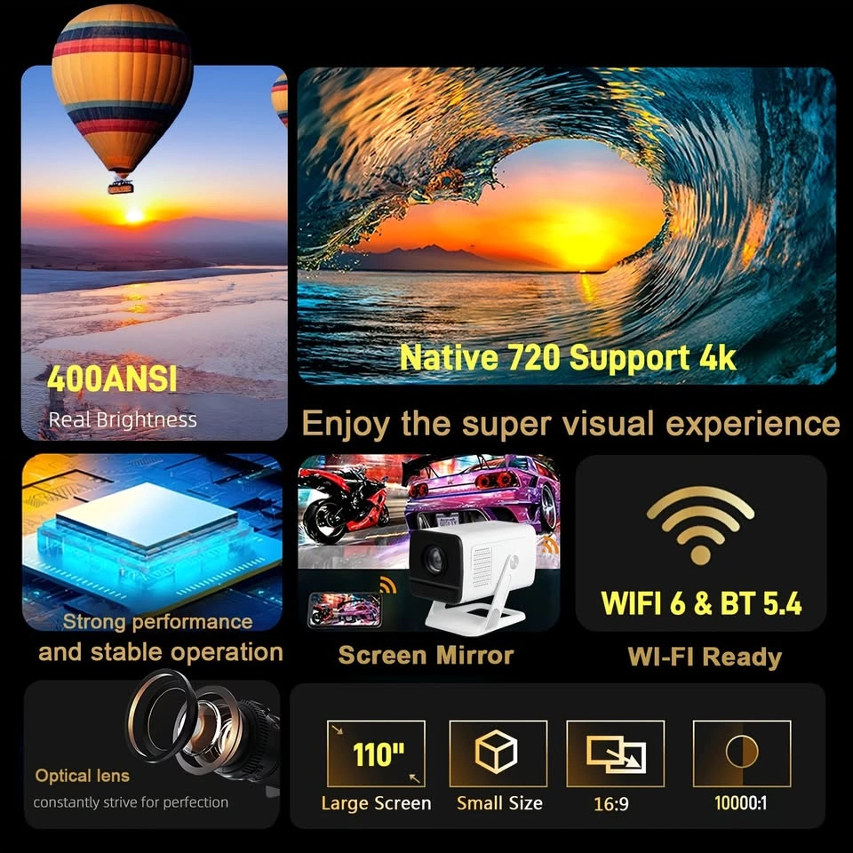 Portable Smart Projector – 4K Support, WiFi 6 + Bluetooth - photo 4