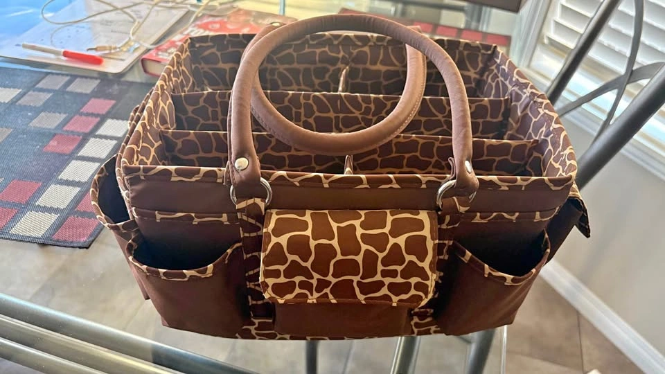 Giraffe Print Craft Organizer Tote & Desk Storage Organizer