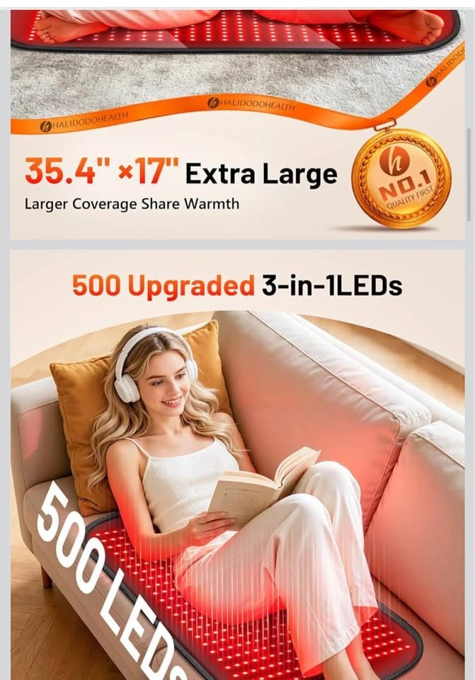 35.4" x 17" Red Light Therapy Mat, 500 LEDs, 660nm & 850nm - photo 2