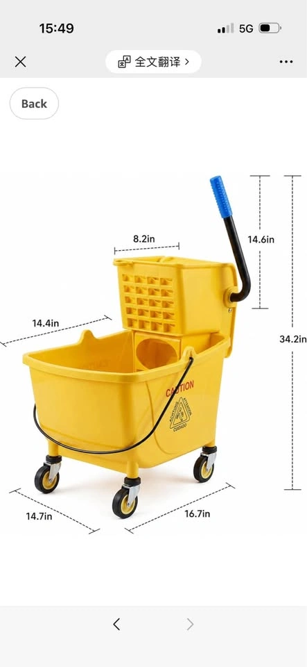 Mop Bucket Set with Side Press Wringer, Commercial Mop Bucket on - photo 2