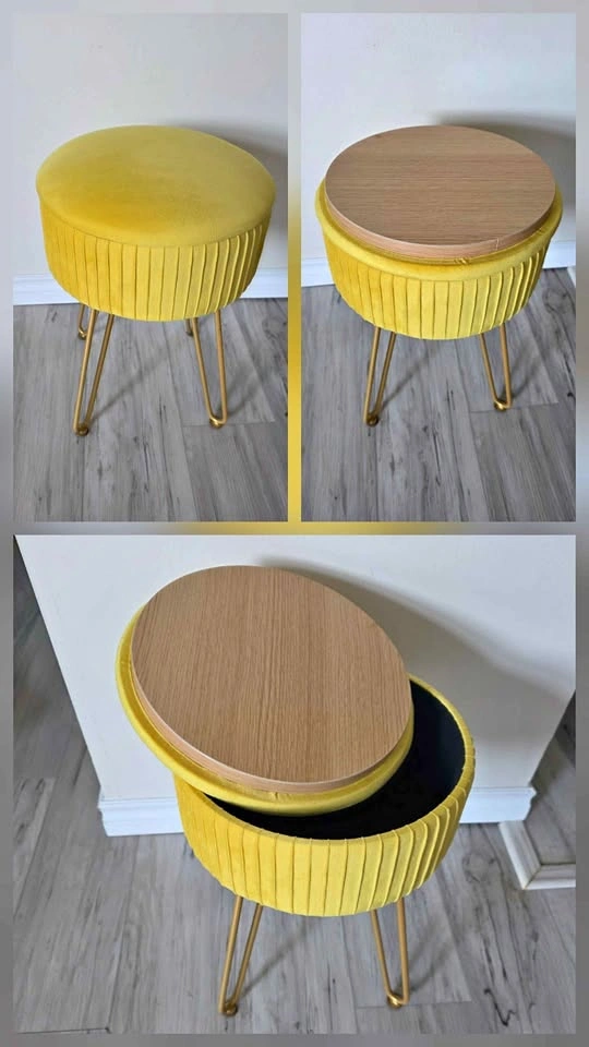 Yellow velvet Ottoman