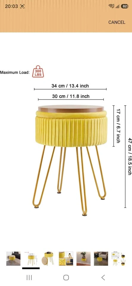 Yellow velvet Ottoman - photo 2
