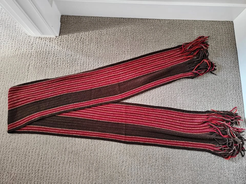 Women Echo Winter Scarf - Red Brown Gold - 78" x 7"