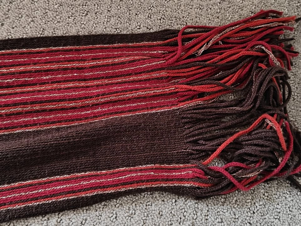 Women Echo Winter Scarf - Red Brown Gold - 78" x 7" - photo 2