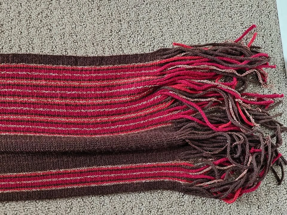 Women Echo Winter Scarf - Red Brown Gold - 78" x 7" - photo 4