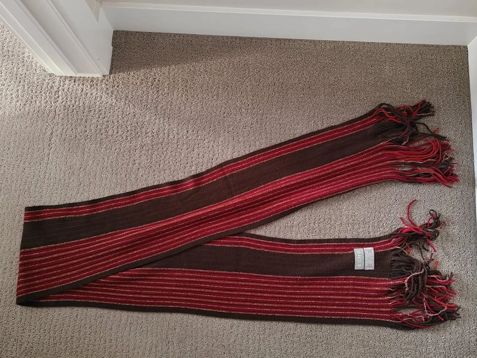Women Echo Winter Scarf - Red Brown Gold - 78" x 7" - photo 5