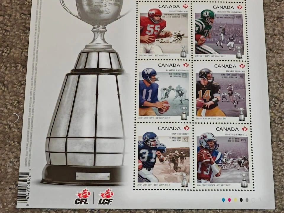 Canada 100th CFL Grey Cup Commemorative Stamps Souvenir Sheet - photo 3