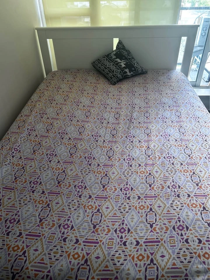 White Bed Frame with Storage Drawer & Bed side tables - photo 2