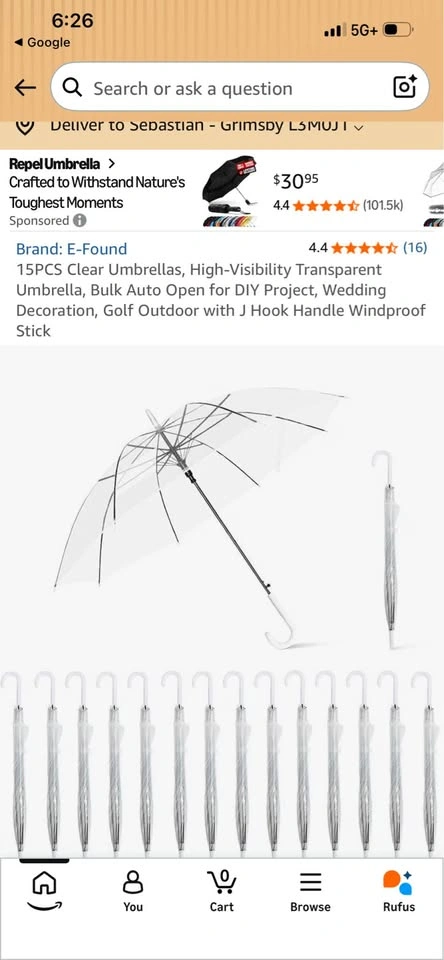 E-Found Clear Transparent Umbrella ($5 per umbrella) - photo 2