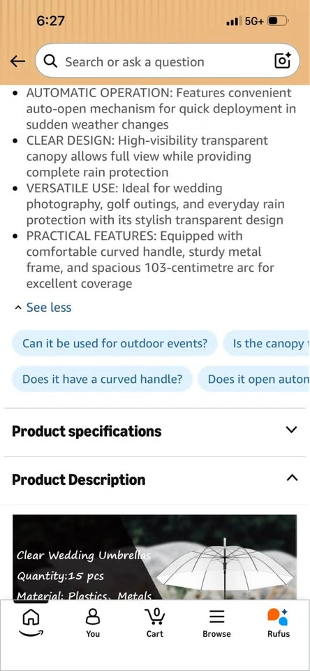 E-Found Clear Transparent Umbrella ($5 per umbrella) - photo 3