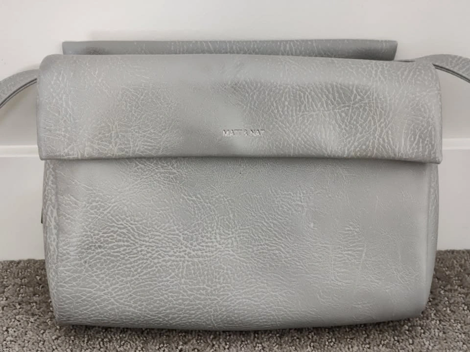 Women Grey Leather Shoulder Bag / Hand Purse - Matt & Nat - photo 2