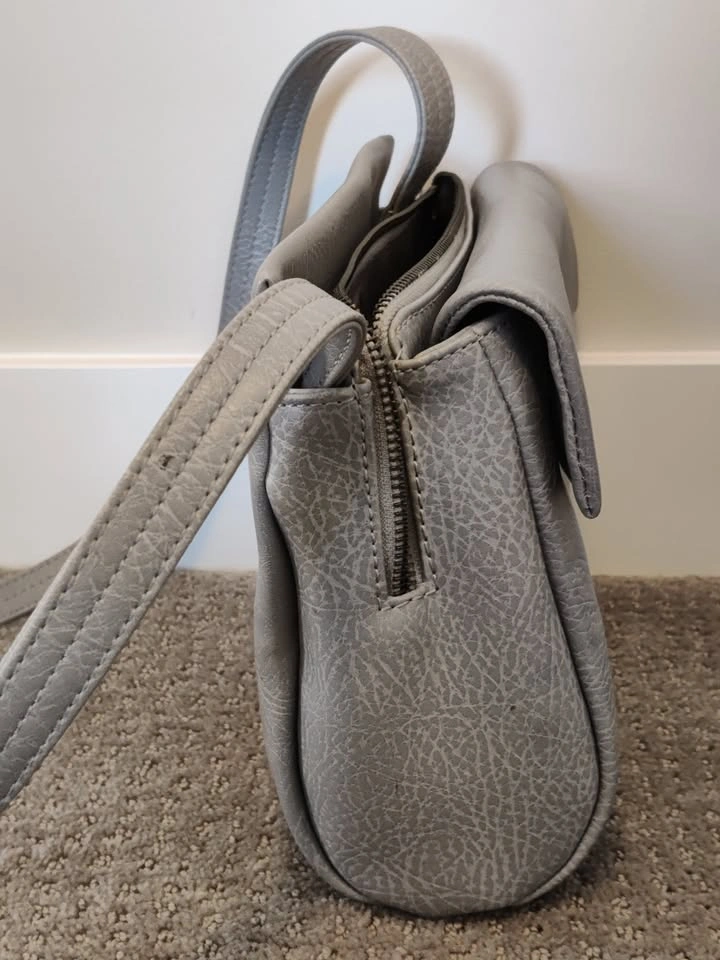 Women Grey Leather Shoulder Bag / Hand Purse - Matt & Nat - photo 4