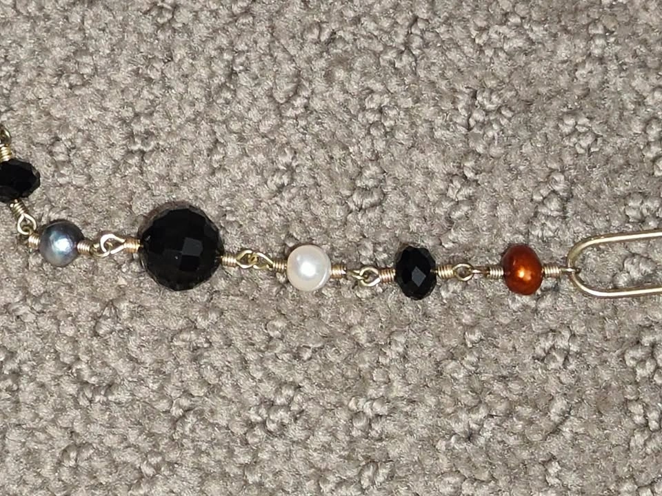 Long Beaded Station Necklace Jewelry - Chain Link Bead - 36" - photo 2