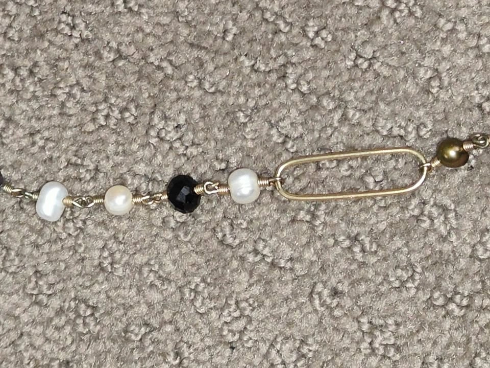 Long Beaded Station Necklace Jewelry - Chain Link Bead - 36" - photo 3