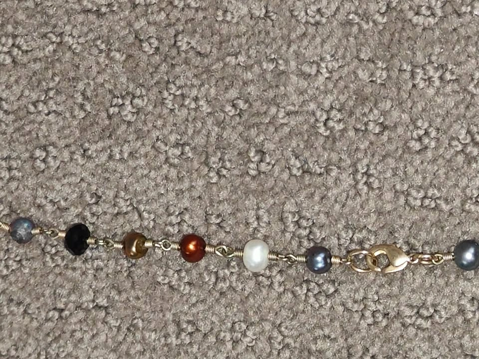 Long Beaded Station Necklace Jewelry - Chain Link Bead - 36" - photo 4