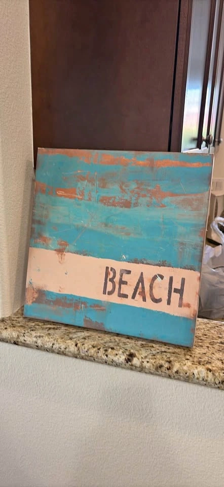 Rustic Teal and Copper Beach Wall Art