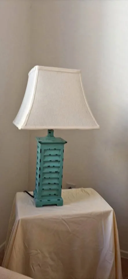 Distressed Teal Table Lamp