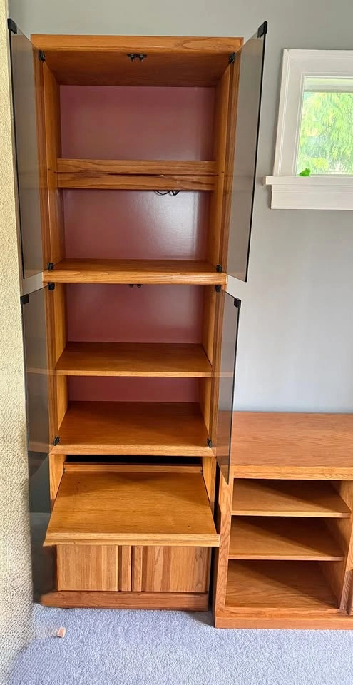 Pair of Oak-Finish Display Towers – $185 OBO
