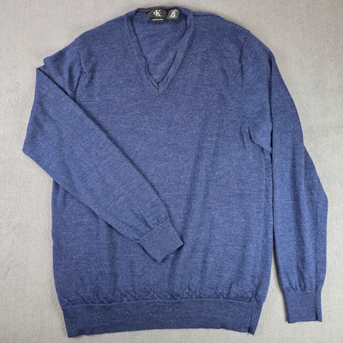 Calvin Klein 100% Extra Fine Merino Wool Men’s V Neck Sweater Bl