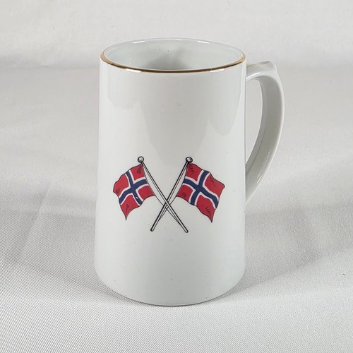 Vintage Figgjo Norway 1647 Porcelain Mug Crossed Norwegian Flags