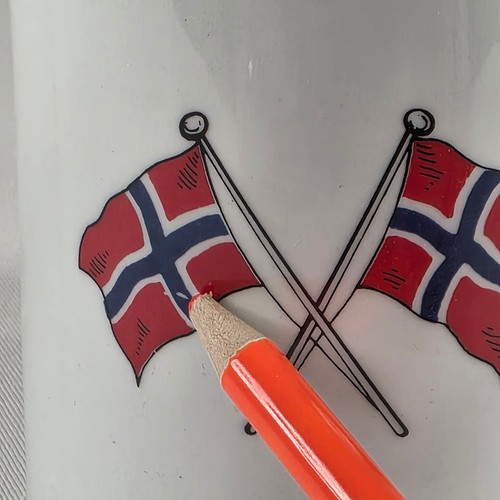 Vintage Figgjo Norway 1647 Porcelain Mug Crossed Norwegian Flags - photo 2