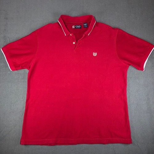 Chaps Mens Polo Shirt XL Red Cotton Pique Short Sleeve