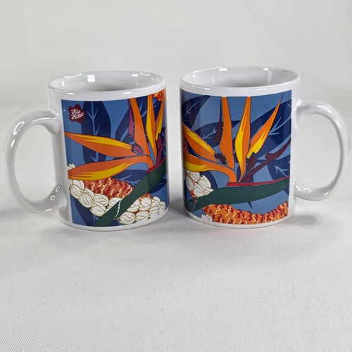 Vintage 1999 Hilo Hattie Mugs Pair Island Heritage Bird of Parad