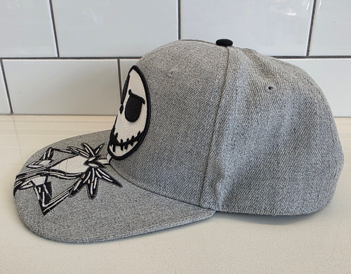 Disney Jack Skellington Hat Gray Black Embroidered Snapback - photo 3