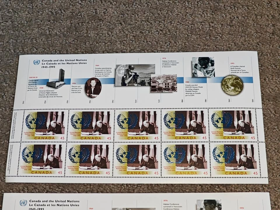 Stamp Panes - 1995 Canada UN 50th Anniversary – Mackenzie King - photo 2