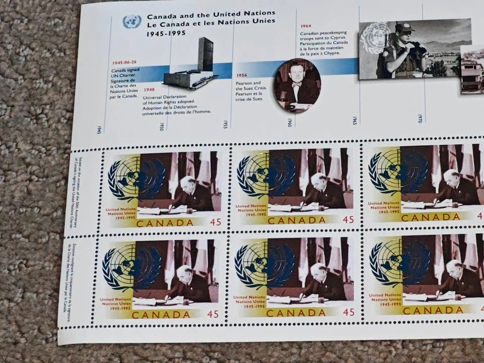 Stamp Panes - 1995 Canada UN 50th Anniversary – Mackenzie King - photo 3