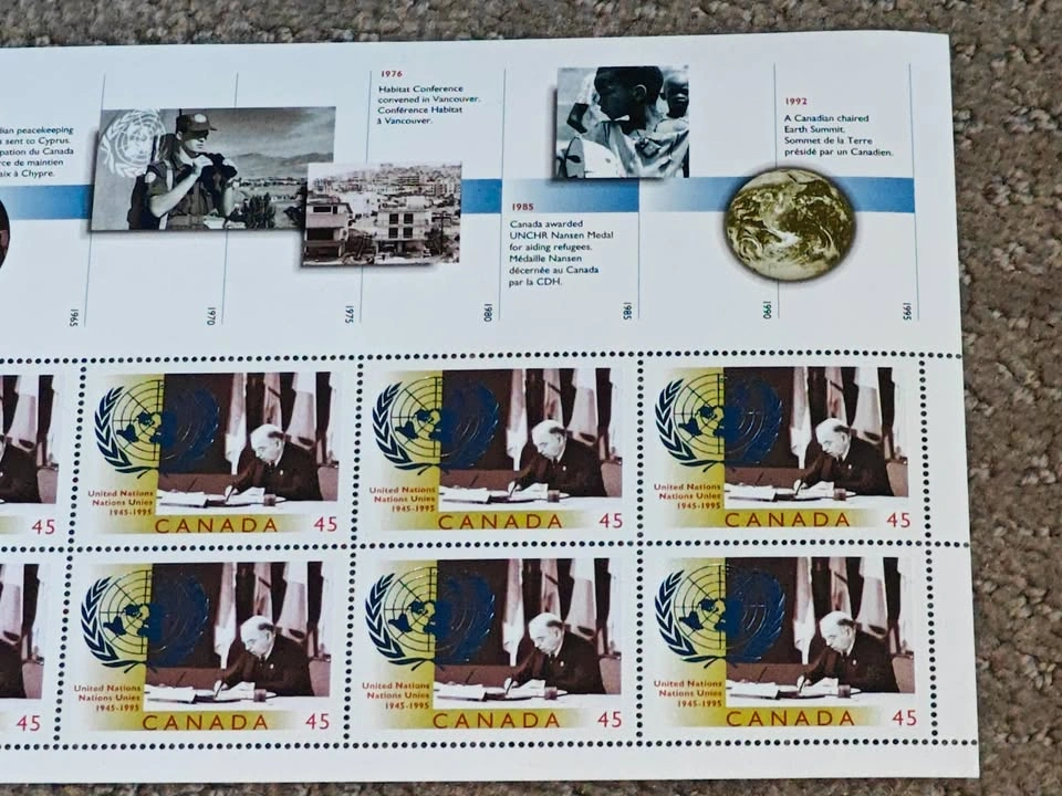 Stamp Panes - 1995 Canada UN 50th Anniversary – Mackenzie King - photo 4