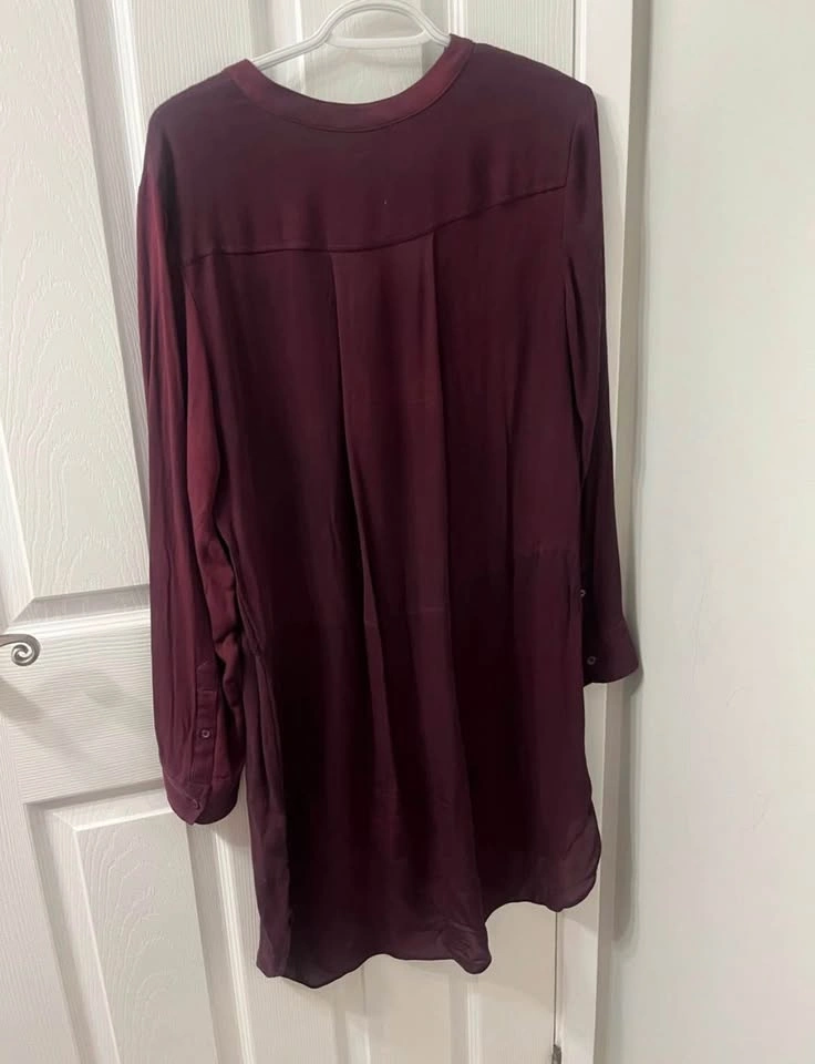 Aritzia Wilfred 100% Silk Burgundy Shirt Dress / Tunic - Size L - photo 2