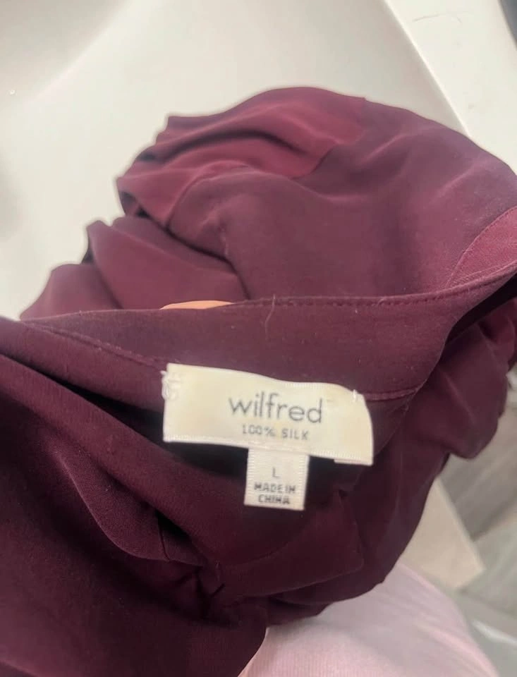 Aritzia Wilfred 100% Silk Burgundy Shirt Dress / Tunic - Size L - photo 4