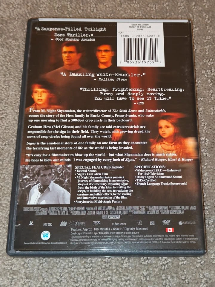 M. Night Shyamalan's - Signs - DVD Movie - Mel Gibson - photo 2