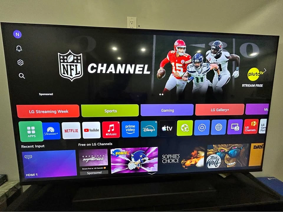65” LG 4K Smart TV, LG Soundbar, and TV Stand