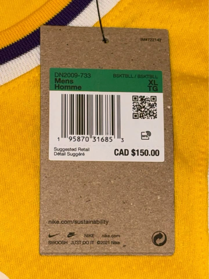 Nike LeBron James LA Lakers 2022/23 Swingman Jersey Yellow XL - photo 3